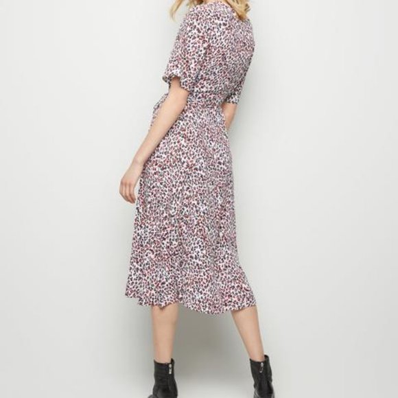 NewLook Size Small Wrap Dress, White Leopard - Picture 2 of 5